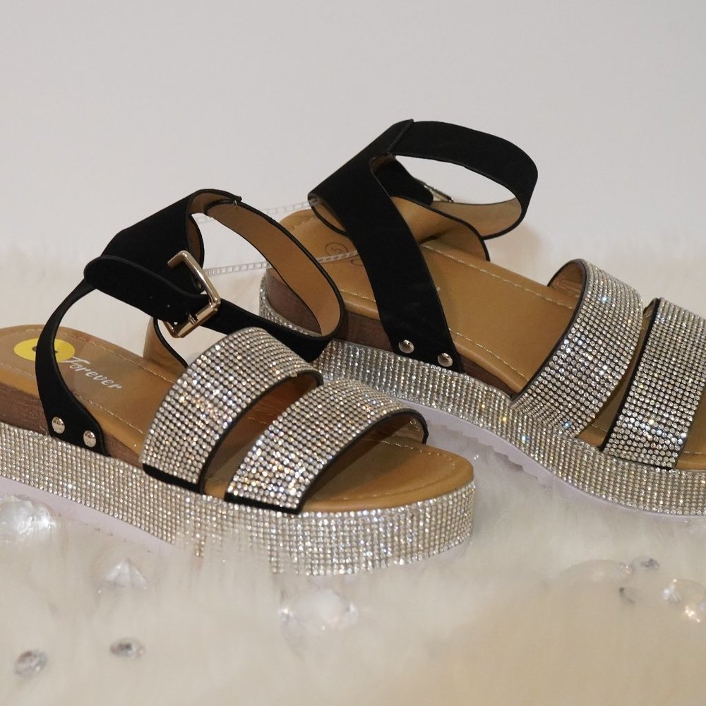 Sandals Rhinestone Ankle Strap Crystal Platform - Picture 3 of 6